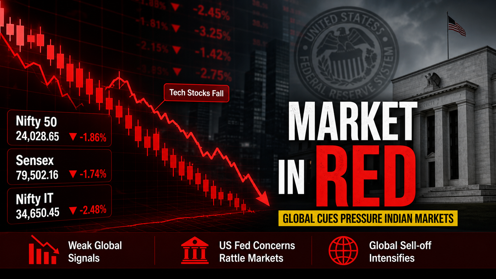 Tech-led selloff and Fed rate fears hit Indian equities